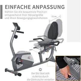 Homcom Liegeergometer mit LCD-Anzeige und 8 Stufen grau