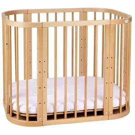 Waldin Babybett 5in1, Beistellbett aus Holz, Matratze, Belüftet