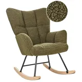 Beliani Schaukelsessel OULU in Grün/Schwarz/Heller Holzfarbton | Gr.: onesize