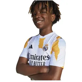 Real Madrid 24/25 Vor Dem Spiel Junior-kurzarm-t-shirt - White / Crew Orange / Charcoal / Glow Blue - 13-14 Jahre