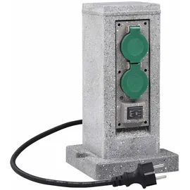vidaXL Gartensteckdose 4-fach Grau