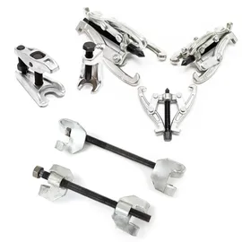 XPOtool Federspanner Satz 7-TLG. 355 mm aus Stahl, mit Klauen- & Kugelgelenkabzieher Montagespanner Audrücker, für Pkw Tuning Tieferlegung, Spannwerkzeug