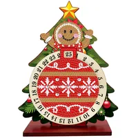 CXINLky Diamond Art Painting Weihnachts Countdown Kalender, Diamond Art 25 Tage Weihnachtsbaum kalender aus Holz, Weihnachtskalender Geschenk-05-Lebkuchenmann