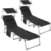 Tectake tectake® 2er Set Sonnenliege, Chloé 4-stufig mit Kopfpolster