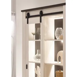 furn.design Wohnwand "Stove" in weiß Pinie Schrankwand 4-teilig 388 x 201 cm, - Weiß, Dunkelgrau