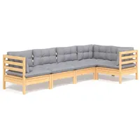 vidaXL Garten-Lounge-Set 5-tlg. grau Kiefernholz