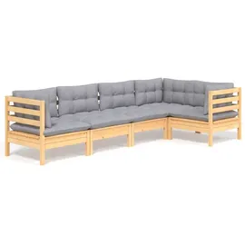 vidaXL Garten-Lounge-Set 5-tlg. grau Kiefernholz