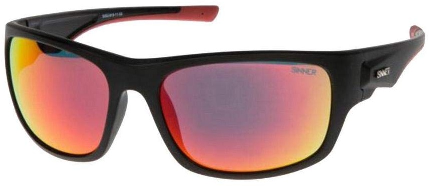 SINNER Bruno Sonnenbrille - Herren und Damen - Verspiegelt – 100% UV400 Schutz – Dezenrierte Öllinsen – Langlebiges Material - Fahrradbrille, Radbrille und Sportbrille für Outdoor - Schwarz & Rot - Einheitsgröße