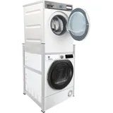 QUICK STAR Waschmaschinenregal 74x65x111cm Weiss | Regal Gestell für Waschmaschine und Trockner Übereinander | Standregal Badezimmer Waschmaschinenschrank Keller