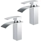 Homelody - 2er Wasserfall Wasserhahn Edelstahl Chrom Einhebel-waschtischarmaturen Bad Armatur Für Badezimmer Waschbecken