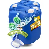 Kosmetex 4X Blauer Wasserkanister 30L mit Hahn, Geruchsneutral, 30 Liter Kanister Hahn für Wasser & Lebensmittel, BPA frei, für Outdoor, Camping, Haushalt & Gewerbe | Made in Germany