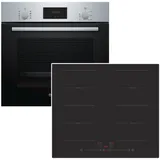 Bosch Backofen Teleskopauszug + PKM Flex-Induktionskochfeld autark 60cm - Silber