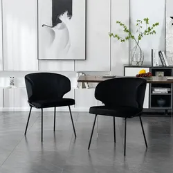 HOME DELUXE - Polsterstuhl AMARA- 3 Stück, Farbe: Samt Schwarz - weiche Polsterung, bis 120 kg belastbar I Küchenstuhl Speisestühle Esszimmerstühle