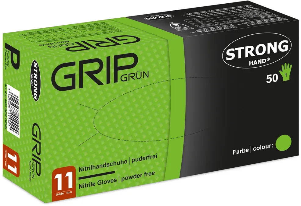 Stronghand Nitrilhandschuhe GRIP Grün 50 Stk Box