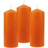 HS Candle Stumpenkerzen Wachskerzen Ø6cm x 17cm (3er Pack) Ocker - Lange Brenndauer, Hergestellt in EU, Kerzen Blockkerzen - Wachs Stumpen