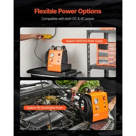 Vevor elektrisches Bremsenentlüfter-Set Profi Hauptbremszylinder-Entlüftungsset mit Druckmesser & eingebauter Luftpumpe, vielseitiges Bremsenentl...