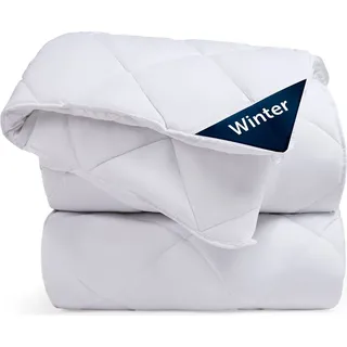 Blumtal Winterdecke 155x220 cm - extra dicke Winter Decke - Steppdecke Winter - Bettdecke Winter 155x220 - Steppbettdecke 155x220 - Weiß