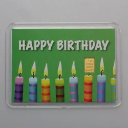 Goldbarren 1g Kerzen/Happy Birthday (Motivbox)
