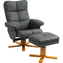 Homcom Relaxsessel Kunstleder 80 x 99 x 86 cm Grau mit Hocker