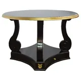 Casa Padrino Barock Esstisch Rund Schwarz / Gold Mahagony Holz 120 cm - Tisch