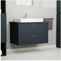 GARLIVO Waschbeckenunterschrank GLA-80 mit Schubladen, Badezimmer Waschtischunterschrank, Schwarz Breite 84 cm, Soft-Close, Push-to-Open/ Tip-On, Hängend schwarz