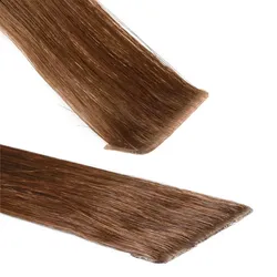 hair2heart Invisible Tape Extensions Premium Echthaar #8/03 Hellblond Natur-Gold 50cm Braun Damen 