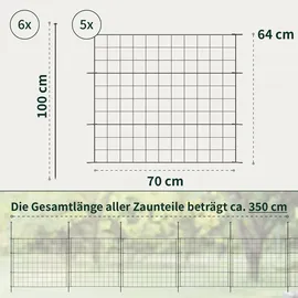 VERDOBA Teichzaun 5 Elemente 5 x 1 m Grau/Metall