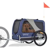 DOGGYHUT® Premium XL Hundefahrradanhänger Hundeanhänger Fahrradanhänger - Blau/Schwarz