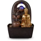 Zen'Light - Zimmerbrunnen Buddha Bhava - Zen-Dekor, Ideal für Meditation & Entspannung - Tischbrunnen mit geschlossenem Kreislauf - Farbwechselnde LED-Beleuchtung, Wasser fließt auf 3 Ebenen - H26cm