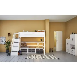 Lifetime Hochbett Basis 257 x 177 x 132 cm Kiefer massiv weiß