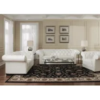 Xlmoebel Wohnzimmer-Set Chesterfield Sofagarnitur 3+2+1 100% Leder Sofort, (3-St., 3-Sitzer Sofa/2-Sitzer Sofa/Sessel), Made in Europa weiß