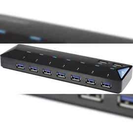 Renkforce 7+2 Port USB 3.2 Gen 1-Hub (USB 3.0) mit Schnellladeport, mit Status-LEDs Schwarz