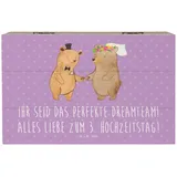 Mr. & Mrs. Panda Dekokiste 19 x 12 cm 3. Hochzeitstag Lederhochzeit Dreamteam - Lavendeltraum - (1 St), Robustes Material lila