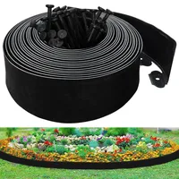 10cm x 10m Kunststoff Gartenumrandung grabefrei – Landschaftseinfassung mit 30 Erdankern – Schwarze Beetumrandung ohne Graben
