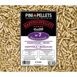 PINI Hartholzpellets Nr. 7 BBQ Pizza Oven Basilikum 10 Kg Grillpellets zum Grillen Räuchern Smoken
