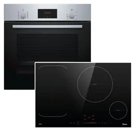 Bosch Einbau-Backofen Edelstahl Teleskopauszug + Flex-Induktionskochfeld 77cm