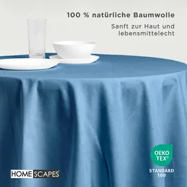 Homescapes Tischdecke rund 178 cm Blau