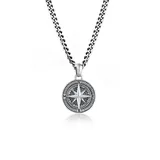 KUZZOI Halsketten, - Halskette Herren Panzerkette Kompass Maritim 925er Silber" schwarz, - für Damen