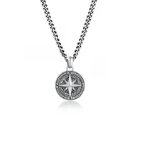 KUZZOI Halsketten, - Halskette Herren Panzerkette Kompass Maritim 925er Silber" schwarz, - für Damen