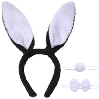 Hase Cosplay Kostüm Zubehör Kaninchen Hasenohren Stirnband Plüsch Ostern Kaninchen Hasenohren Stirnband Kaninchenschwanz Kaninchen Krawatte für Kinder Erwachsene Ostern Kostüm (Weiß)