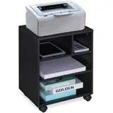Relaxdays Rollcontainer, 4 offene Fächer, Büro & Home Office, mit Rollen, Büroschrank, HxBxT: 49 x 40 x 30 cm, schwarz