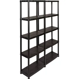 Kreher 2 x 'Primo Plus' - Kunststoffregal 12 Zoll (Schwarz)
