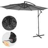 Mendler Ampelschirm Acerra, Sonnenschirm Sonnenschutz, Ø 3m neigbar, Polyester/Stahl 11kg ~ grau ohne Ständer