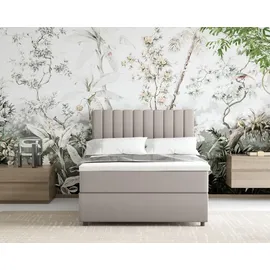panda möbel Boxspringbett 120x200 EVEREST, mit Topper, mit Bettkästen, Einzelbett, Dunkelbeige, Panda Möbel - Beige