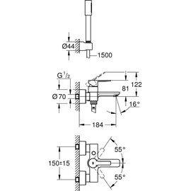 Grohe Lineare Einhandwannenmischer DN 15 inkl. Brausegarnitur (33850000)
