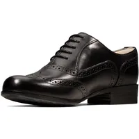 CLARKS Damen Hamble Oak Derby, Schwarzes Leder, 37.5 EU