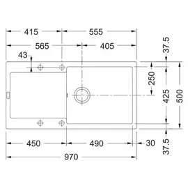 Franke Maris MRG 611-100 XL schwarz links Einbauspüle Handbetätigung 970 x 500 mm