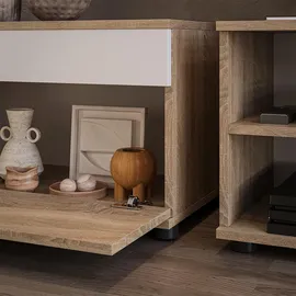 Vicco Wohnwand, Wohnzimmerschränke, Berno, Sonoma/Weiss, 2 Teile (70.80 x 35.30 x 38.90 cm,