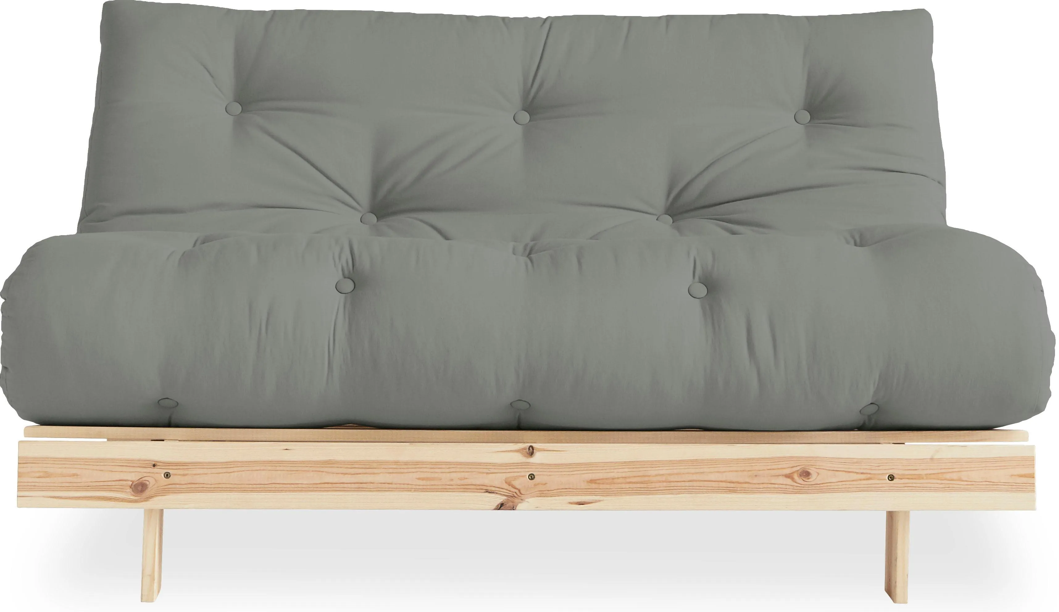 Schlafsofa KARUP DESIGN "Roots" Sofas Gr. B: 140 cm, Gestell natur, grau Einzelsofas inkl. Futonmatratze, Liegefläche 140x200 cm