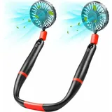Nackenventilator Und Handventilator, 2-in-1 Wiederaufladbarer Nackenventilator Mit Led-anzeige, 360° Verstellbarer Tragbarer Ventilator, Ideal Für Büro, Reisen, Outdoor (schwarz) - Ahlsen